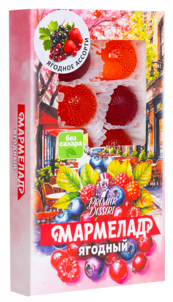  Мармелад Премиум Десерт ЯГОДНЫЙ (клюква, смородина,клубника) 200г в Елизово