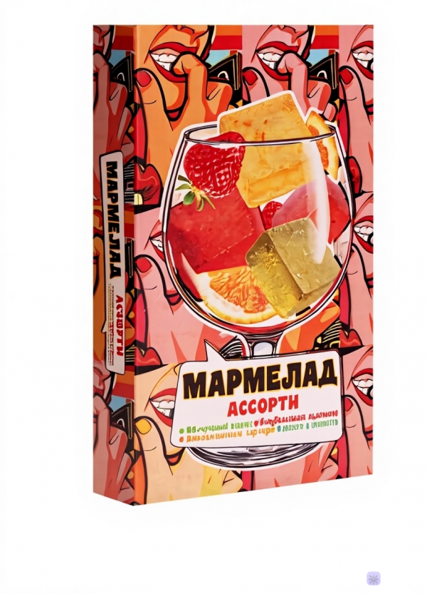 №2 Мармелад АлкоАссорти(яблочный виски, клубничный просекко, апельсиновый вермут, лайм текила) 110г в Елизово