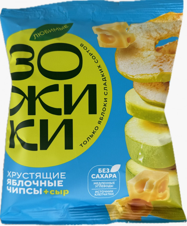 №1 Зожики Яблочные чипсы с сыром, 25г  в Елизово