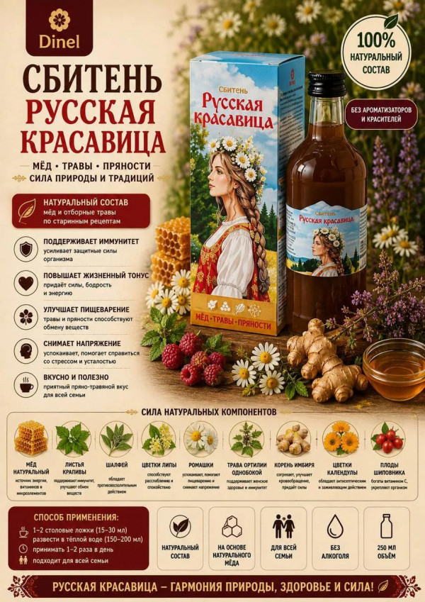 №3 Сбитень Русская красавица, 250мл в Елизово